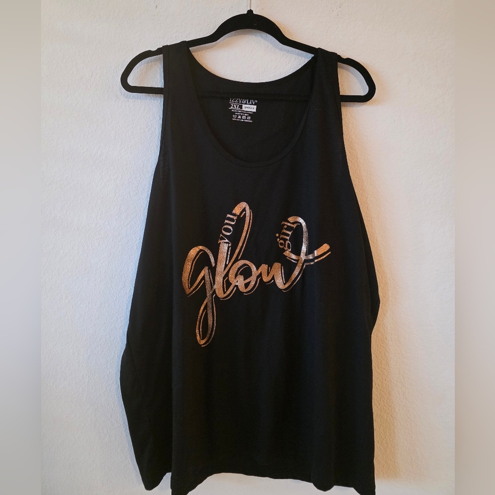 Black Tank Top with Rose Gold "You Glow Girl " Script